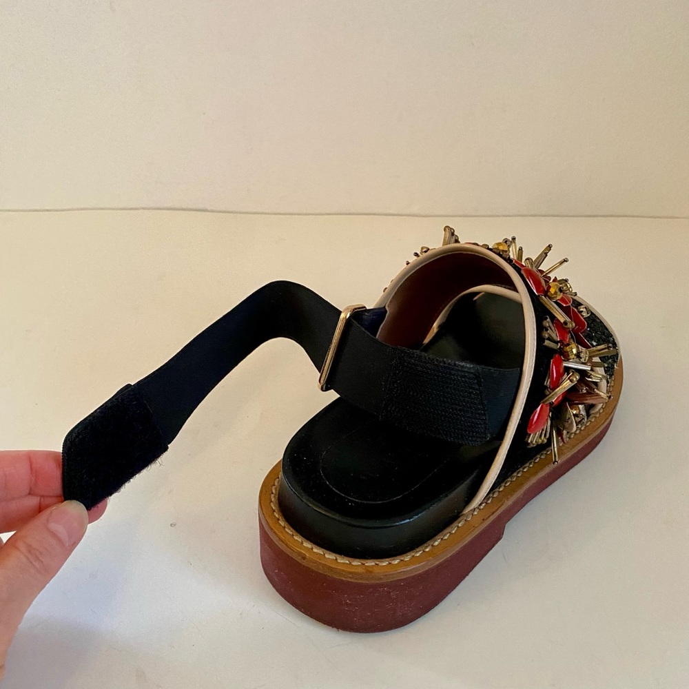 MARNI LIMITED EDITION FUSSBETT BLACK GLITTER BEADED SANDAL - Picture 12 of 13